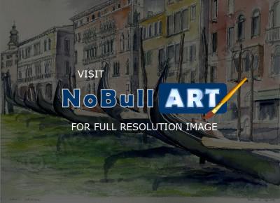Venezia - The Gondolas Along The Grand Canal - Watercolor